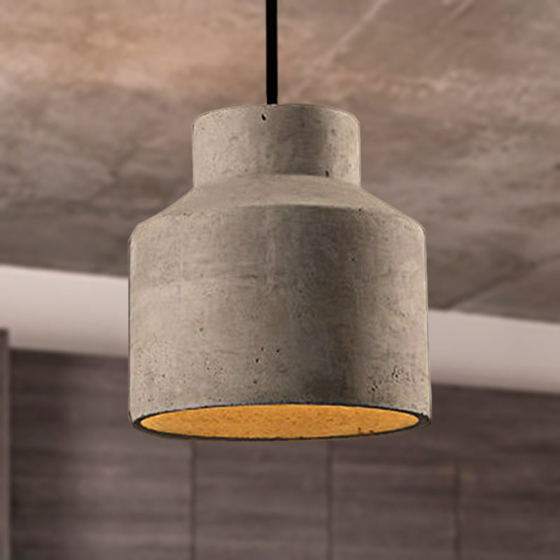 6.5"/8.5"/10.5" Dia Barn/Zylinder/Dom Zement Pendelleuchte Industrie 1 Licht Esszimmertisch Deckenleuchte mit verstellbarem Kabel in Grau