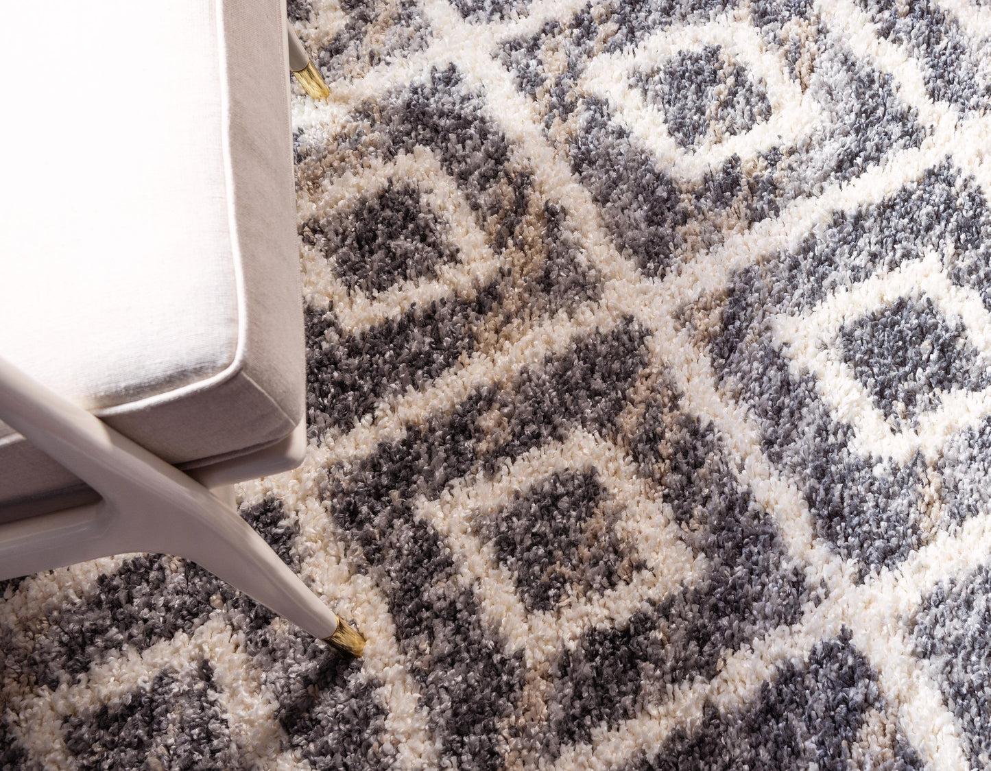 Frendorf | DiamondLuxe Shag - Teppich mit Diamantmuster | Shaggy Hochflorteppich | Weich & Modern | Perfekt für Wohnzimmer