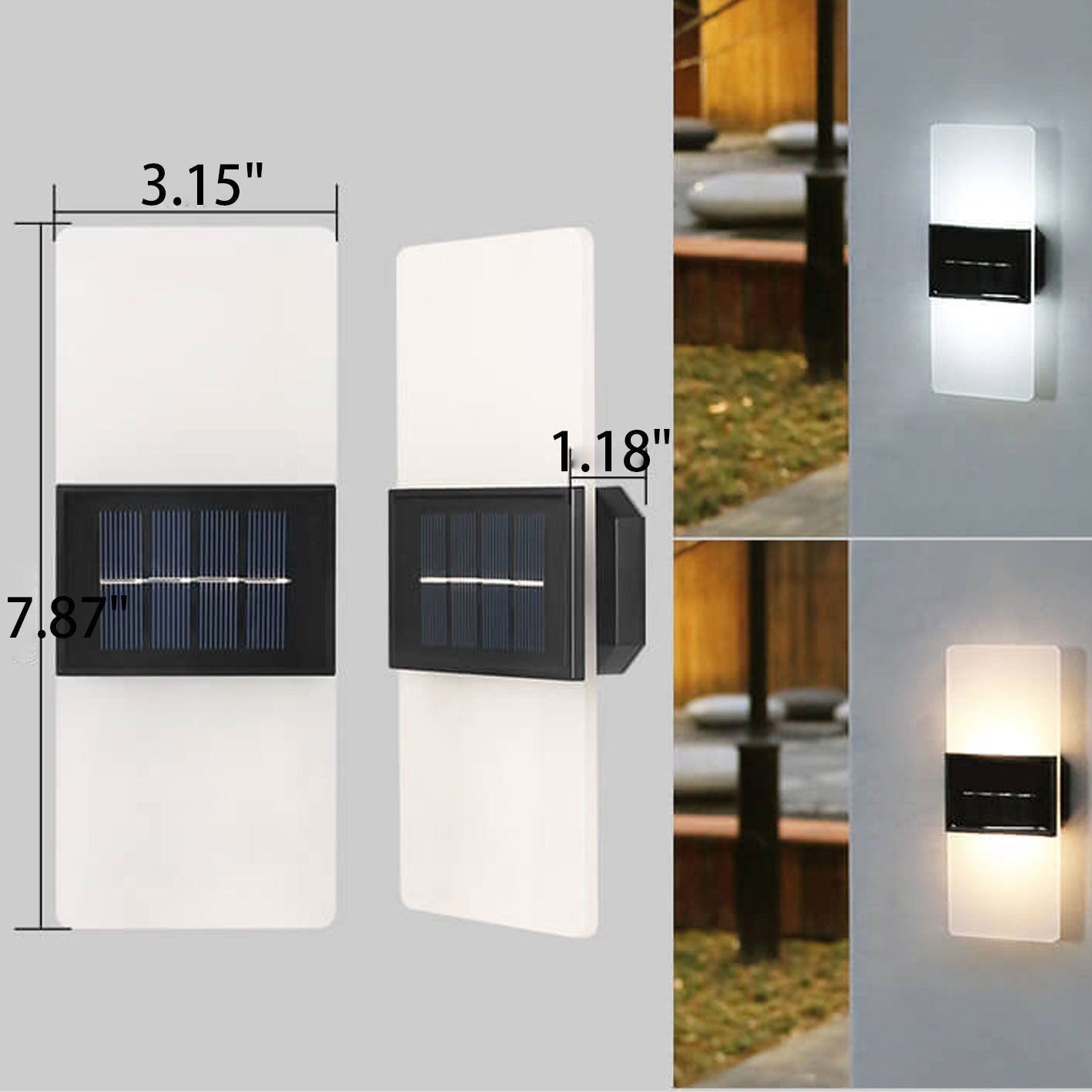 Frendorf | LumaZen Solar LED-Wandlampe | Wetterfest | Solarbetriebene Außenbeleuchtung | Garten- & Terrassen-Deko