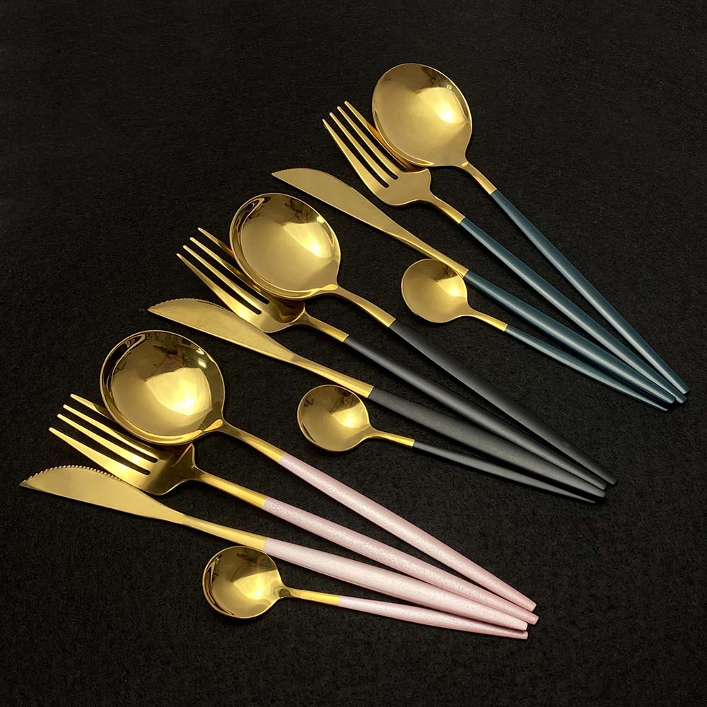 24 teiliges Edelstahl Besteckset Elegantes Spiegel Geschirr Set