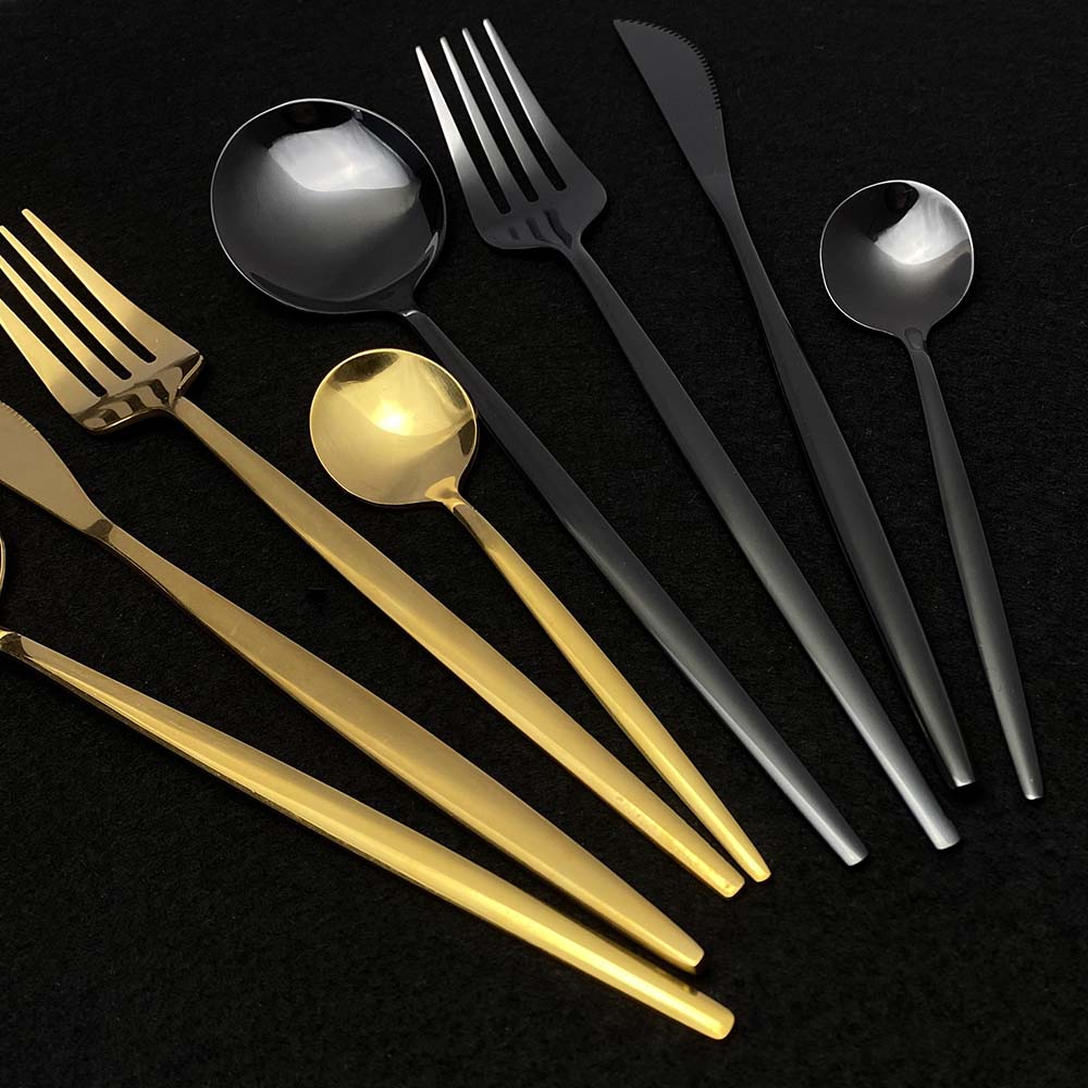 24 teiliges Edelstahl Besteckset Elegantes Spiegel Geschirr Set
