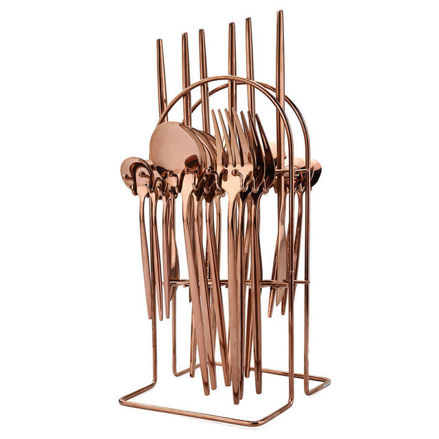 Frendorf | 24-teiliges Essgeschirrset Edelstahl Besteckset Küchentafelgeschirr