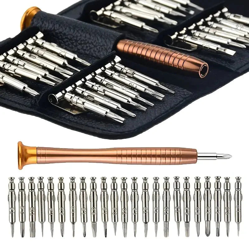 Frendorf | 25-teiliges Set: Präzisionswerkzeug-Reparaturset mit Ledertasche