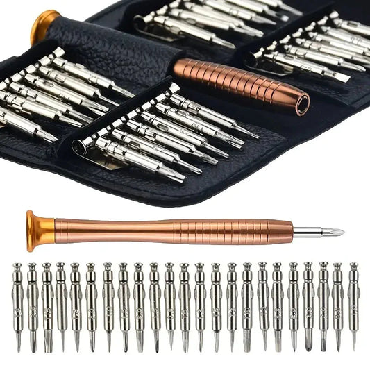 Frendorf | 25-teiliges Set: Präzisionswerkzeug-Reparaturset mit Ledertasche