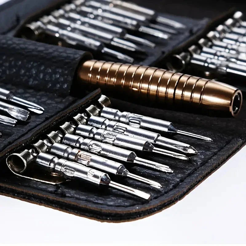 Frendorf | 25-teiliges Set: Präzisionswerkzeug-Reparaturset mit Ledertasche
