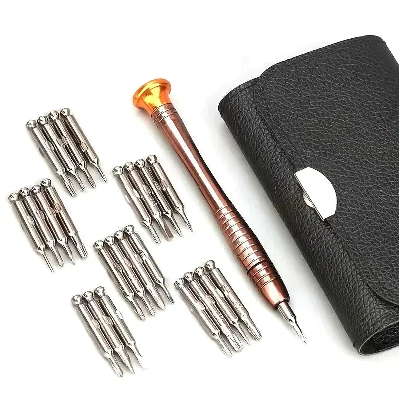 Frendorf | 25-teiliges Set: Präzisionswerkzeug-Reparaturset mit Ledertasche