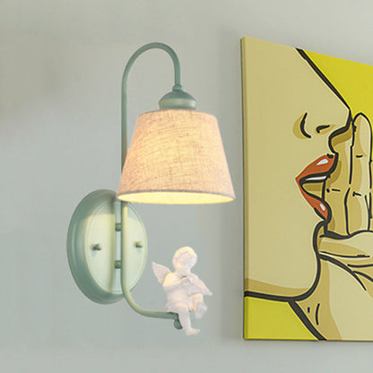 Frendorf | 1 Light Angel Wall Lights Light with Conical Shade Nordic Metal Wall Lamp in Green for Living Room