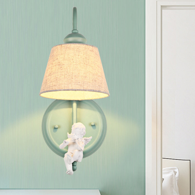 Frendorf | 1 Light Angel Wall Lights Light with Conical Shade Nordic Metal Wall Lamp in Green for Living Room