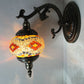 Frendorf | Gekromde Arm Wandlamp Traditionary Metaal 1 Kop Bruin Muur Gemonteerde Lamp met Bal Geel/Groen Glazen Kap voor Balkon