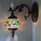 Frendorf | Gekromde Arm Wandlamp Traditionary Metaal 1 Kop Bruin Muur Gemonteerde Lamp met Bal Geel/Groen Glazen Kap voor Balkon