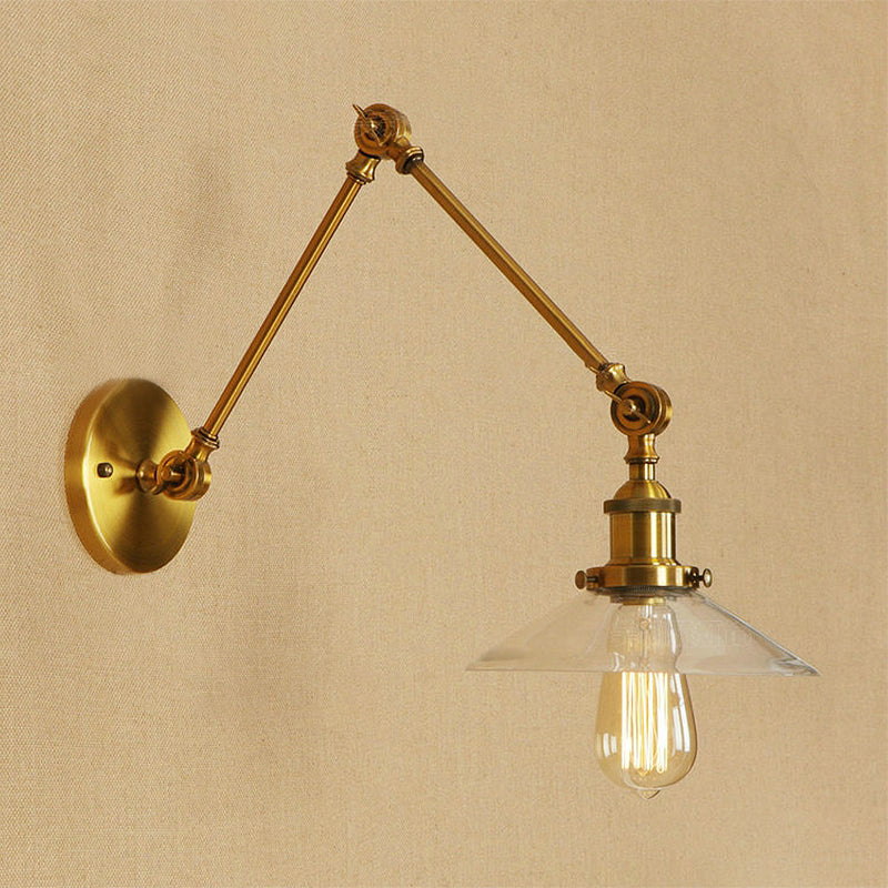 Frendorf | Messing Cone Wandverlichting Landhuis Amber Glas 1 Licht Woonkamer Wandlamp Armatuur