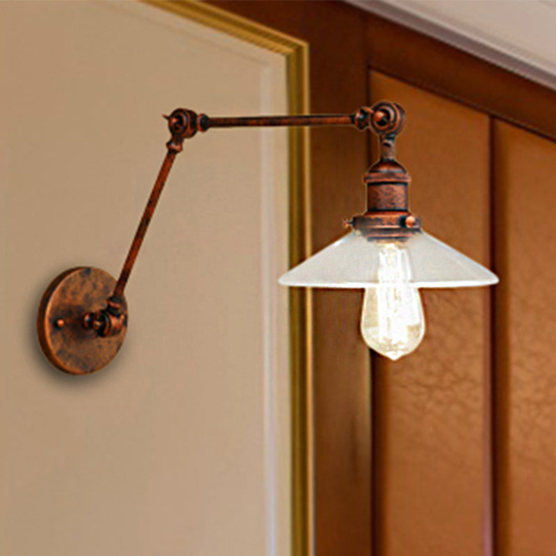 Frendorf | Rust Een Licht Wandlamp Vintage Helder Glazen Conische Verlichting Armatuur voor Slaapkamer
