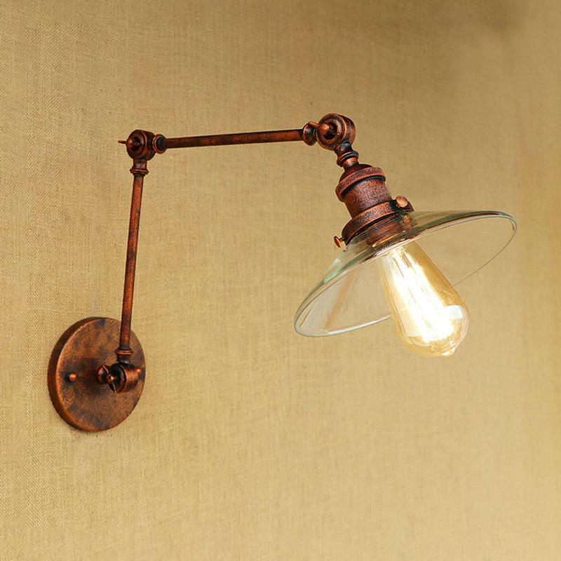 Frendorf | Rust Een Licht Wandlamp Vintage Helder Glazen Conische Verlichting Armatuur voor Slaapkamer