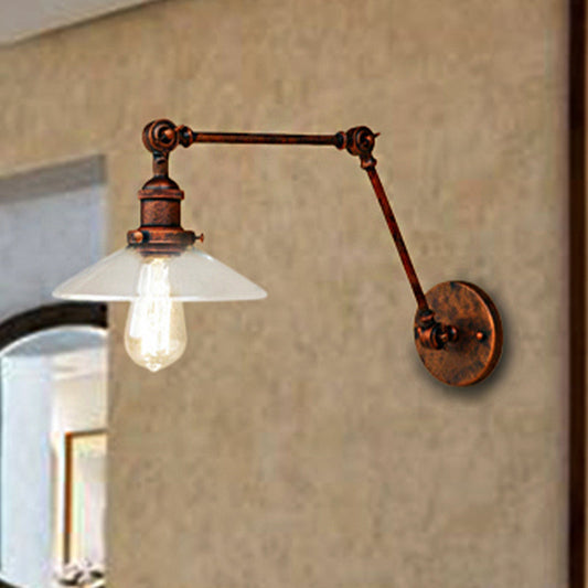 Frendorf | Rust Een Licht Wandlamp Vintage Helder Glazen Conische Verlichting Armatuur voor Slaapkamer