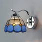Frendorf | Tiffany Stil Tapered Wandlicht mit Quadrat/Schmuckmuster Buntglas 1 Licht Wand Sconces Beleuchtung in Blau