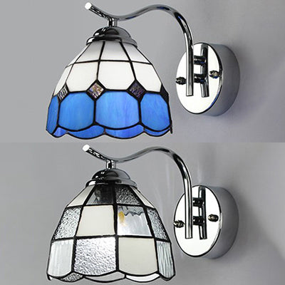 Frendorf | Industriële Vintage Gooseneck Wandlamp Gevlochten Glas 1 Licht Wandarmatuur Verlichting in Helder/blauw