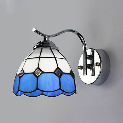 Frendorf | Industriële Vintage Gooseneck Wandlamp Gevlochten Glas 1 Licht Wandarmatuur Verlichting in Helder/blauw