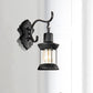 Frendorf | Lantern Klares Glas Wandmontierte Lampe Vintage Einzelne Glühbirne Outdoor Wandleuchte Licht in Schwarz mit geschnitztem Muster