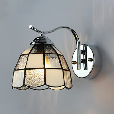 Frendorf | Industriële Vintage Gooseneck Wandlamp Gevlochten Glas 1 Licht Wandarmatuur Verlichting in Helder/blauw