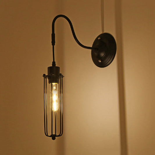 Frendorf | Metalen Cilinder/Hexagonaal Geëngageerde Wandlamp Boerderij 1 Lamp Restaurant Wandmontage Armatuur in Zwart