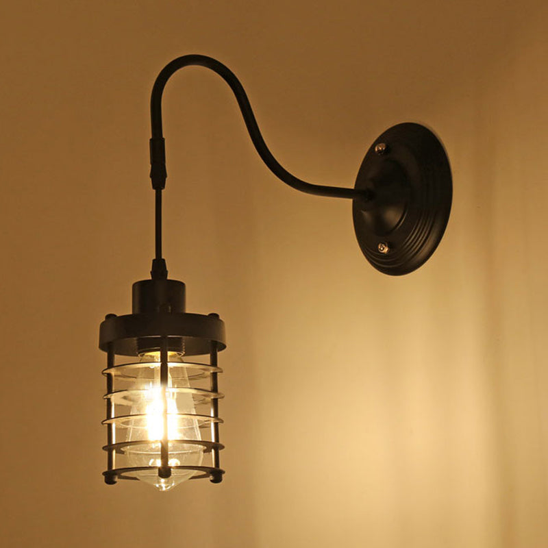 Frendorf | Metalen Cilinder/Hexagonaal Geëngageerde Wandlamp Boerderij 1 Lamp Restaurant Wandmontage Armatuur in Zwart