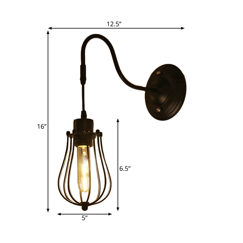 Frendorf | Metalen Cilinder/Hexagonaal Geëngageerde Wandlamp Boerderij 1 Lamp Restaurant Wandmontage Armatuur in Zwart