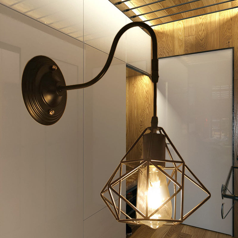 Frendorf | Metalen Cilinder/Hexagonaal Geëngageerde Wandlamp Boerderij 1 Lamp Restaurant Wandmontage Armatuur in Zwart