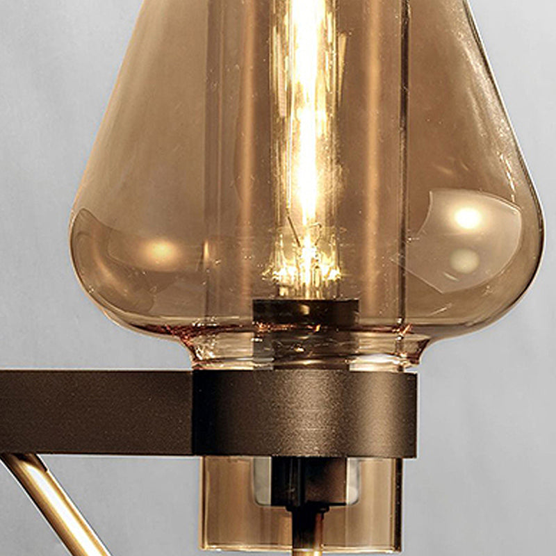 Frendorf | 1 Licht Amber Glas Wandlamp Modern Schwarzes Pilz Schlafzimmer Beleuchtungseinrichtung