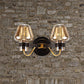 Frendorf | 2-Lampen Pilz Wandleuchte Moderne Schwarze Bernstein Glas Wandlampe für Wohnzimmer