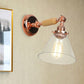 Frendorf | Industriële Conus Wandlamp 1 Peertje Helder Glas Wandlicht in Roze Goud