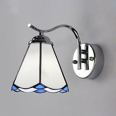 Frendorf | Wandlamp met golvende rand Landelijk Gevoegd Glas 1 Licht Wandmontage Armatuur in Wit/Beige voor het Nachtkastje