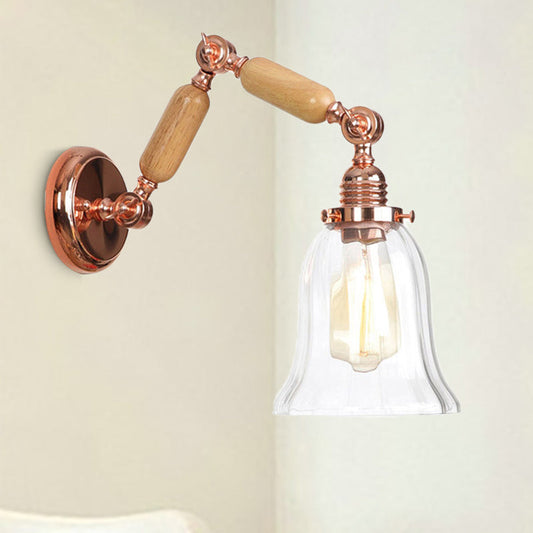 Frendorf | Einstrahl-Wandleuchte mit ausgestelltem Schirm klar prismatisches Glas Bauernhaus Schlafzimmer Wandleuchtenbeleuchtung Fixture