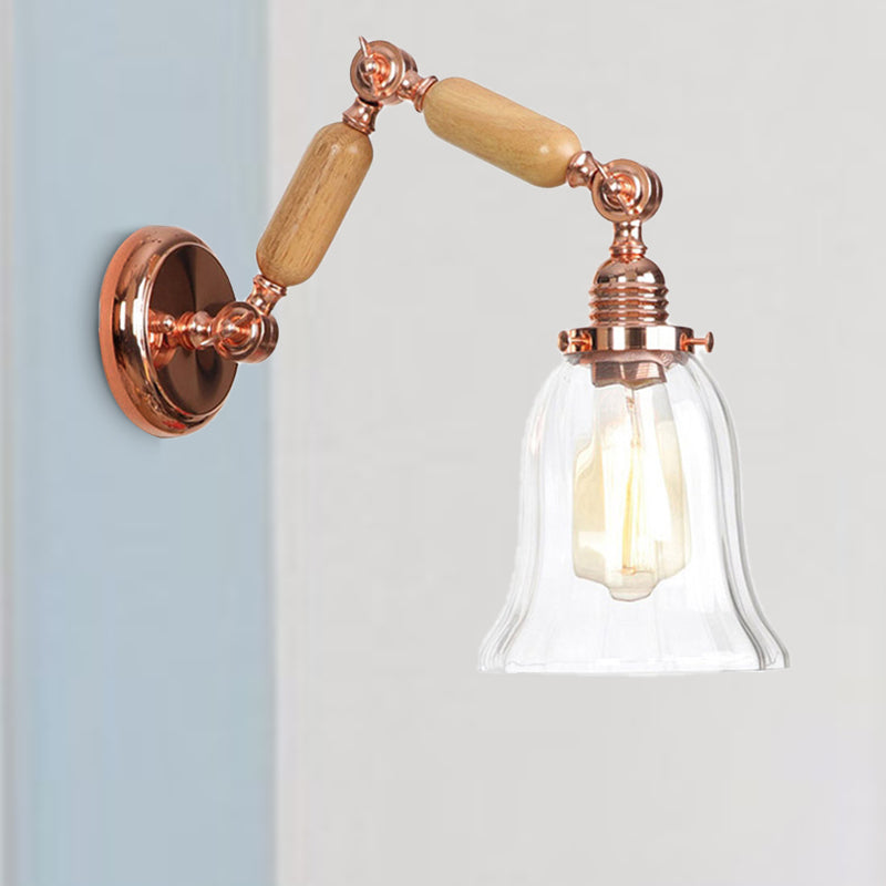 Frendorf | Einstrahl-Wandleuchte mit ausgestelltem Schirm klar prismatisches Glas Bauernhaus Schlafzimmer Wandleuchtenbeleuchtung Fixture