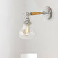 Frendorf | Wood One Light Wandleuchte Vintage Klar Glas Pear Beleuchtungseinrichtung für Wohnzimmer, 8"/4"/6" L Holzarm