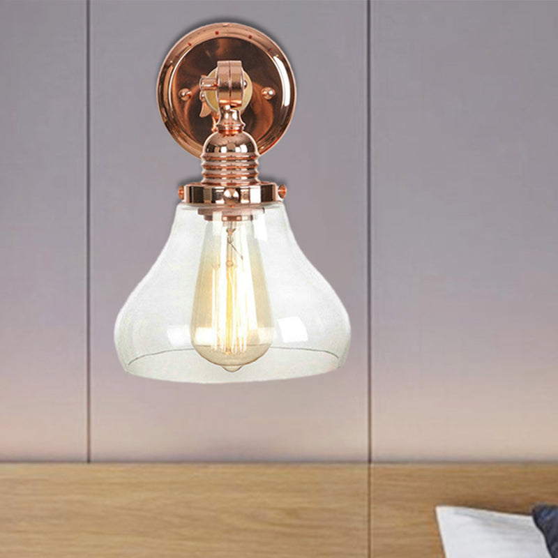 Frendorf | Perenvormige woonkamer wandlamp vintage heldere glas 1 licht roségouden wandlamp