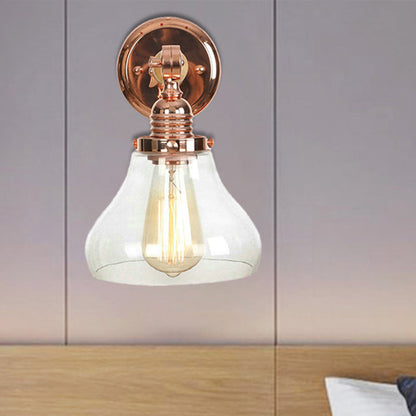 Frendorf | Perenvormige woonkamer wandlamp vintage heldere glas 1 licht roségouden wandlamp