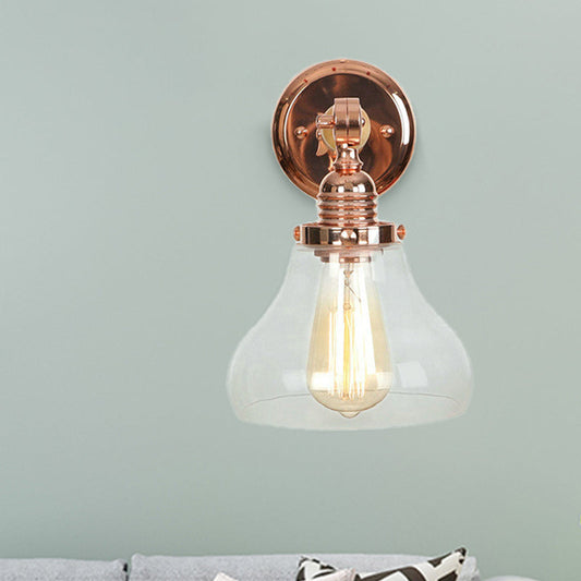Frendorf | Perenvormige woonkamer wandlamp vintage heldere glas 1 licht roségouden wandlamp