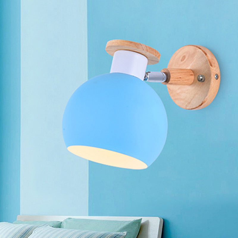 Frendorf | Draai-bare Metaal-sferische Wandlamp Kleuterklas 1 Licht Macaron Wandlamp