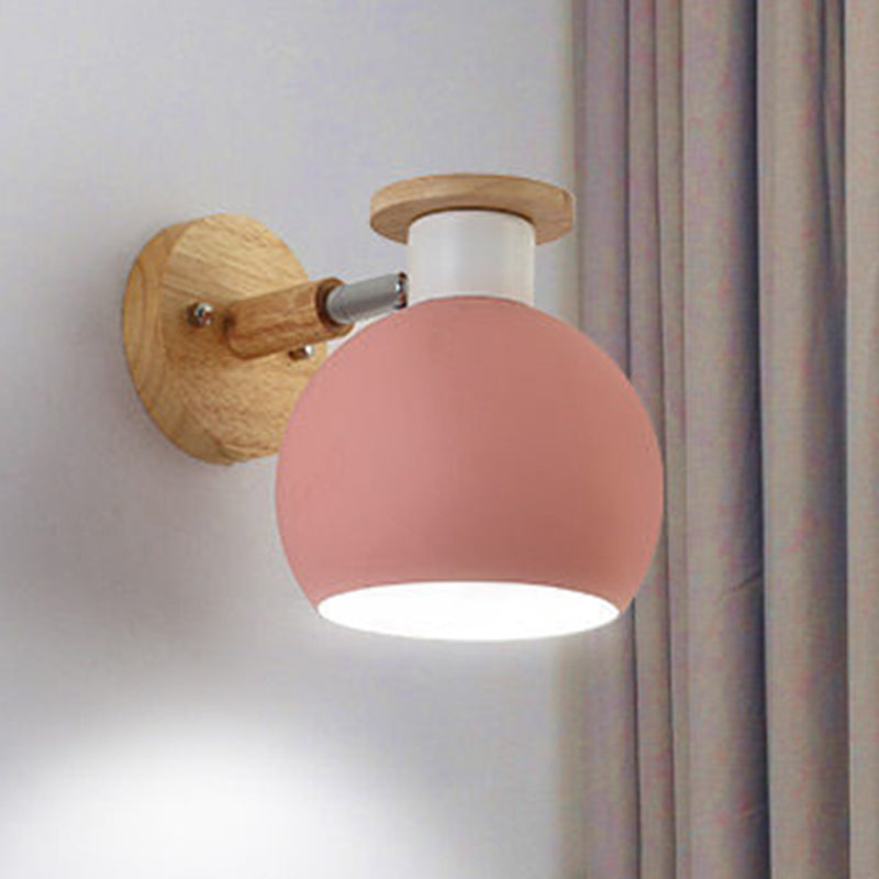 Frendorf | Draai-bare Metaal-sferische Wandlamp Kleuterklas 1 Licht Macaron Wandlamp