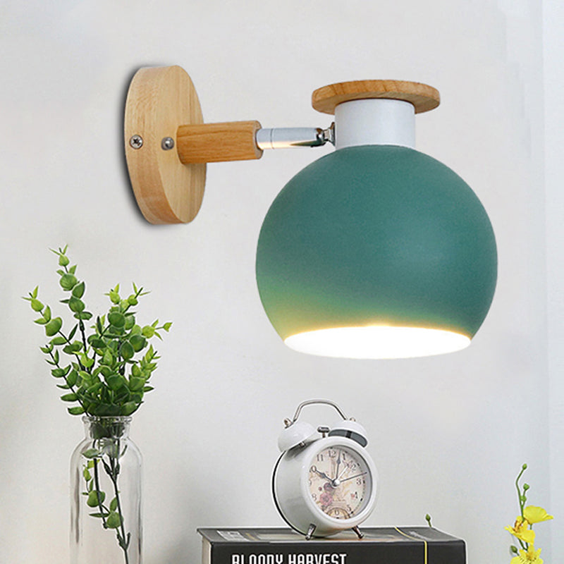 Frendorf | Draai-bare Metaal-sferische Wandlamp Kleuterklas 1 Licht Macaron Wandlamp