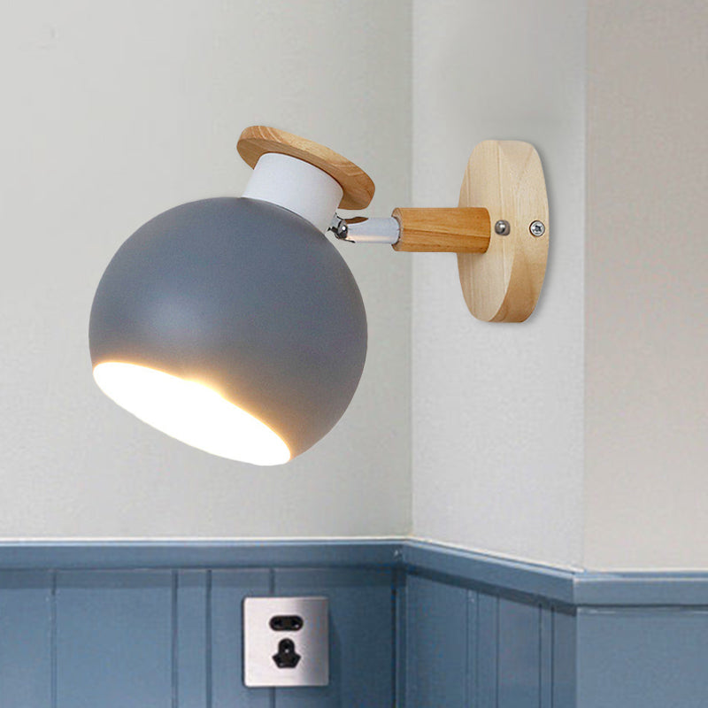 Frendorf | Draai-bare Metaal-sferische Wandlamp Kleuterklas 1 Licht Macaron Wandlamp