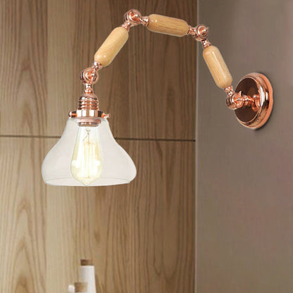Frendorf | 1 Glühbirne Wandlampe mit Kegelschirm Klarglas Industrielle Wohnzimmer Wandleuchte Beleuchtung
