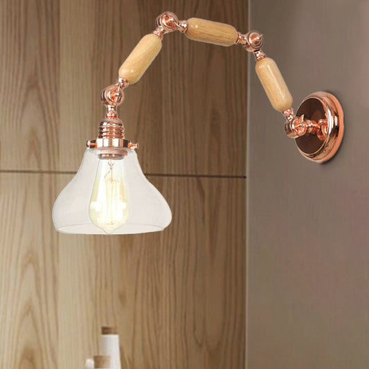 Frendorf | 1 Glühbirne Wandlampe mit Kegelschirm Klarglas Industrielle Wohnzimmer Wandleuchte Beleuchtung