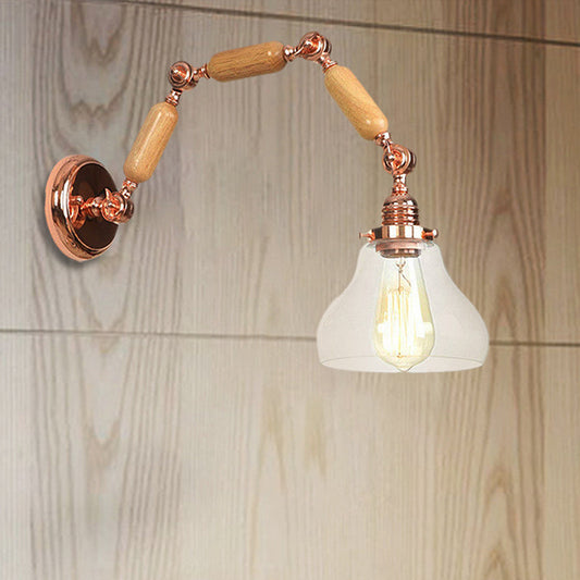 Frendorf | 1 Glühbirne Wandlampe mit Kegelschirm Klarglas Industrielle Wohnzimmer Wandleuchte Beleuchtung