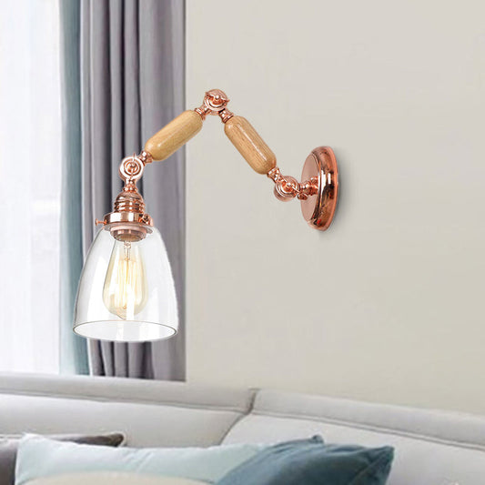 Frendorf | Tapered Clear Glass Wandlamp Industrieel Enkelvoudige Bulb Woonkamer Sconces Licht in Roségoud