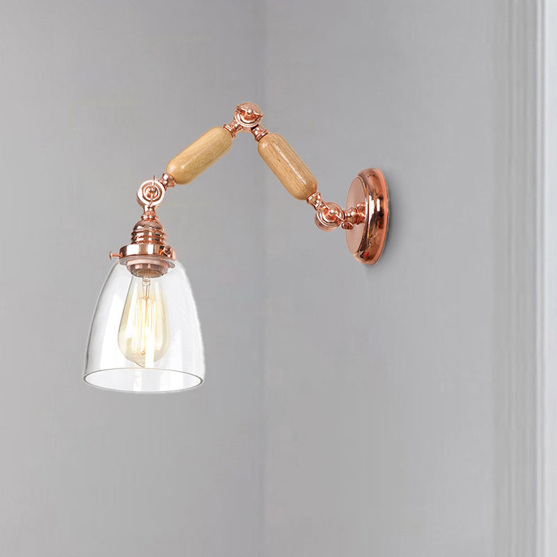 Frendorf | Tapered Clear Glass Wandlamp Industrieel Enkelvoudige Bulb Woonkamer Sconces Licht in Roségoud