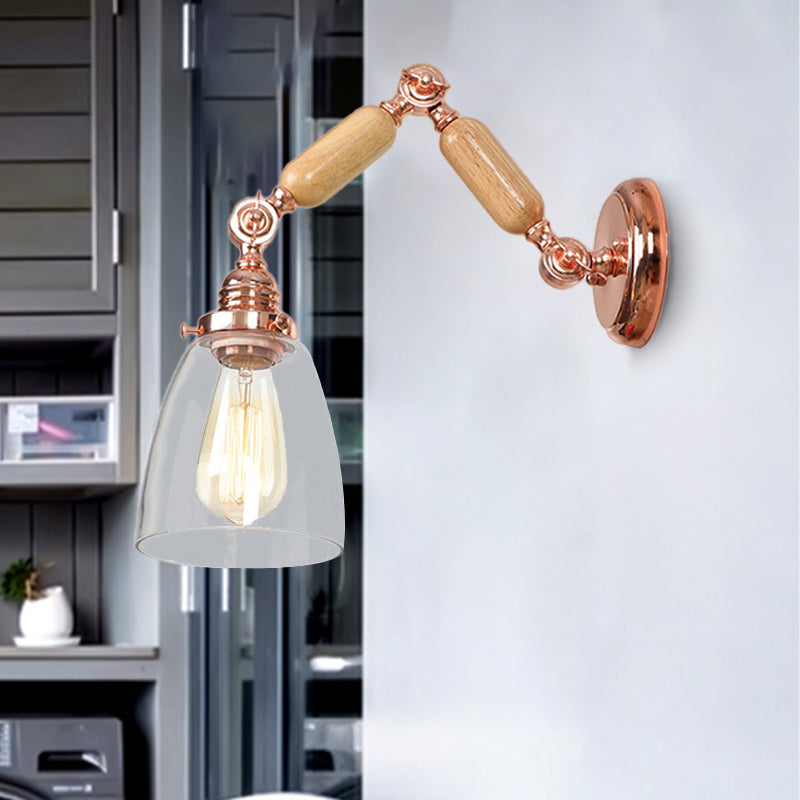 Frendorf | Tapered Clear Glass Wandlamp Industrieel Enkelvoudige Bulb Woonkamer Sconces Licht in Roségoud