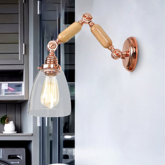 Frendorf | Tapered Clear Glass Wandlamp Industrieel Enkelvoudige Bulb Woonkamer Sconces Licht in Roségoud