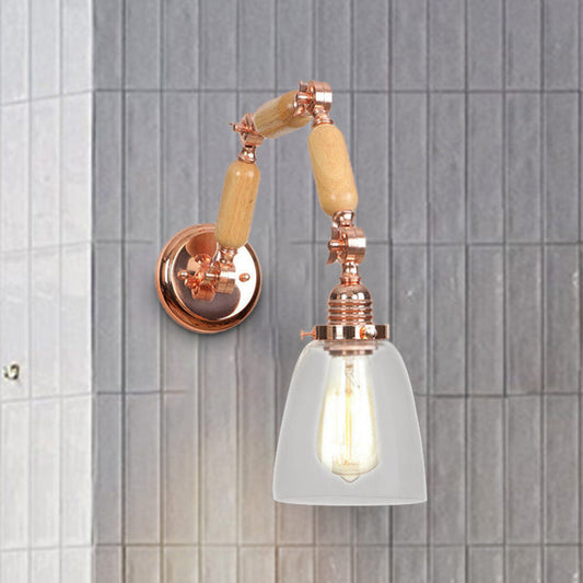 Frendorf | Roze Gouden Eénlichtsconceplicht Antiek Helder Glas Tapered Verlichtingsarmatuur met Draaibare Arm