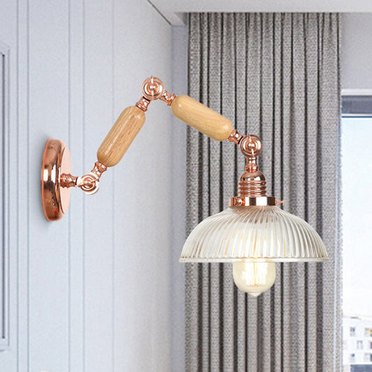 Frendorf | 1 Licht Prismatic Glas Wandlamp Licht Vintage Roségoud Kom Schlafzimmer Beleuchtung Fixture mit ausziehbarem Arm
